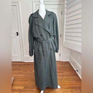 Gallery | Vintage 90s Olive Trench Coat Zip Out Liner Belted Double Breasted | 4